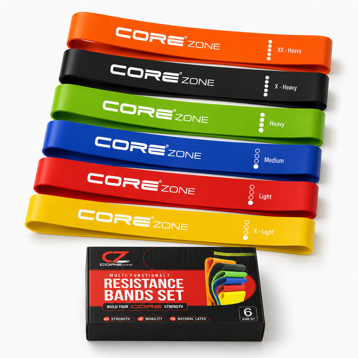 6 Levels Of Resistance Bands (Pack) by COREZONE Sports Main image